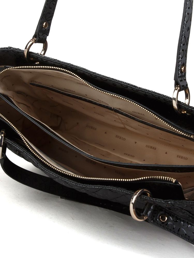 Guess Isemay Noel Tote Bag — Black Polyurethane