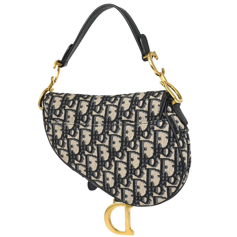 Christian Dior Saddle Oblique Canvas Navy Bag