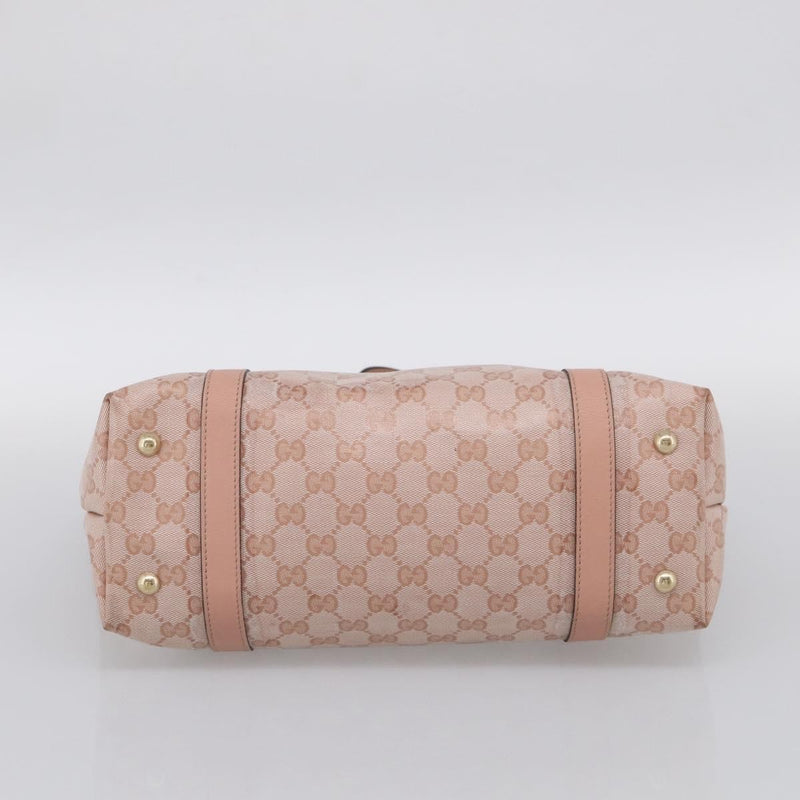 Gucci Abbey Zip Tote Gg Canvas And Leather Pink