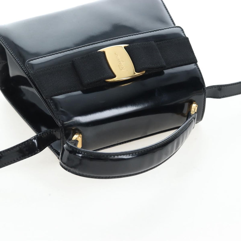 Salvatore Ferragamo Vala Patent Leather Black Patent_leather Bag