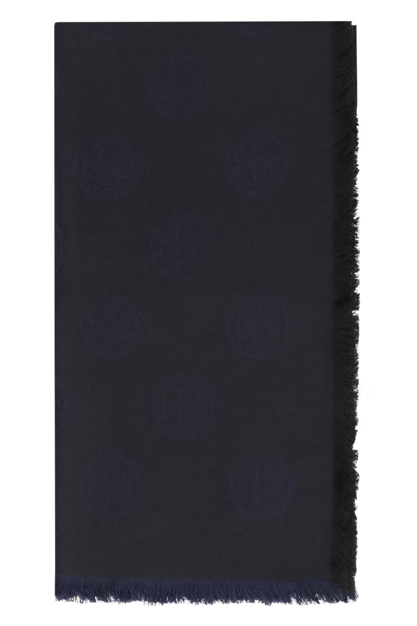 Tory Burch Silk And Wool Blend Scarf — Black Scarfs