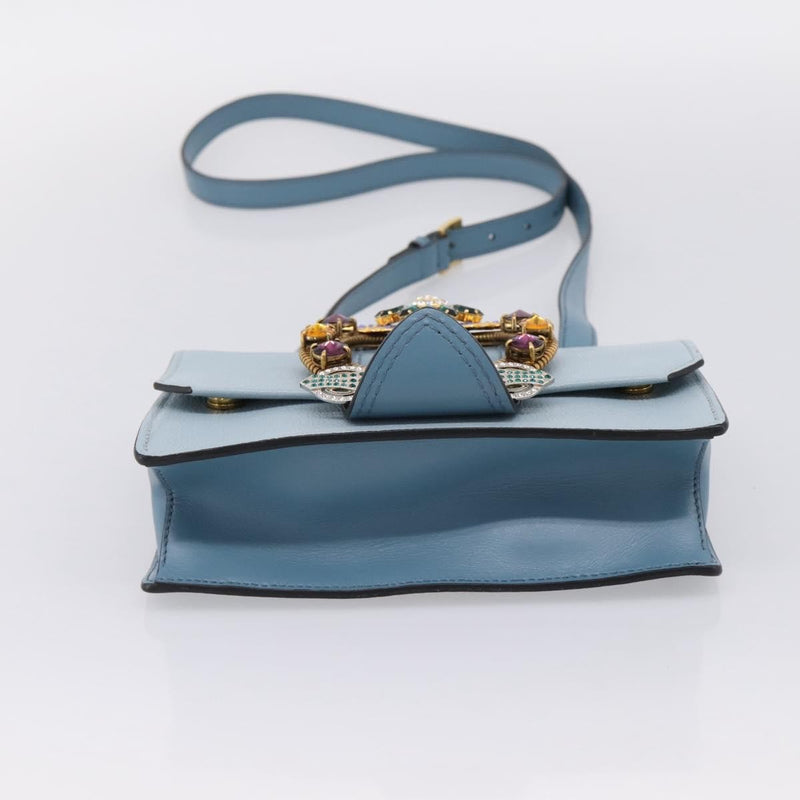 Miu Miu Madras Crystal Buckle Leather Blue Bag