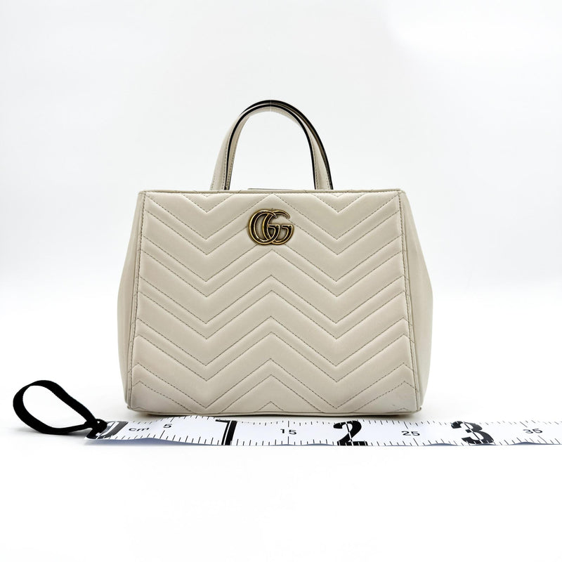 Gucci Gg Marmont Matelasse Leather Beige Calfskin Bag