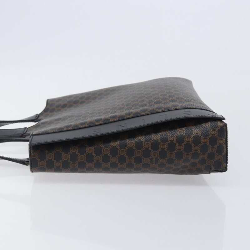 Celine Vintage Macadam Canvas And Leather Black Bag