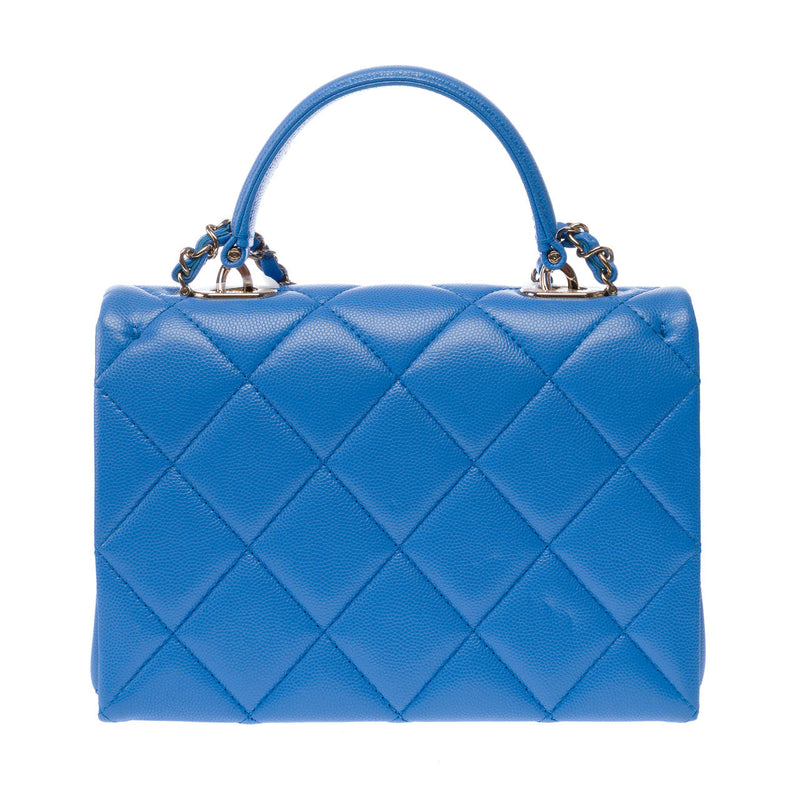 Sac Chanel Timeless Classique Top Handle En Cuir Bleu - 102848 Blue Handbag