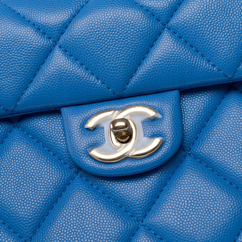 Sac Chanel Timeless Classique Top Handle En Cuir Bleu - 102848 Blue Handbag