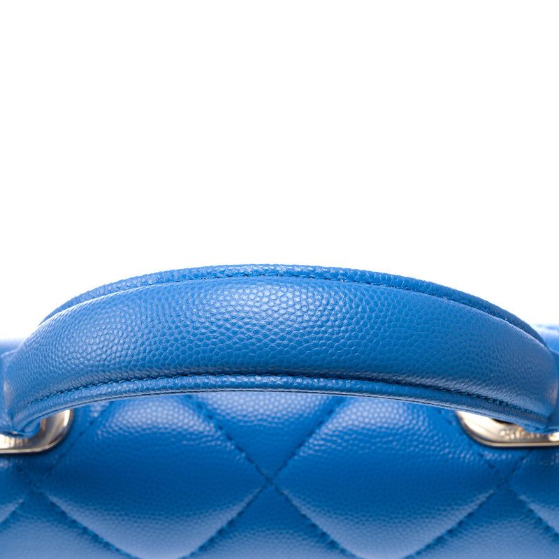 Sac Chanel Timeless Classique Top Handle En Cuir Bleu - 102848 Blue Handbag