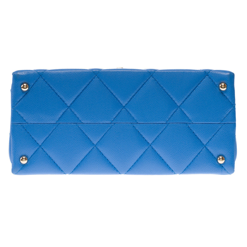 Sac Chanel Timeless Classique Top Handle En Cuir Bleu - 102848 Blue Handbag