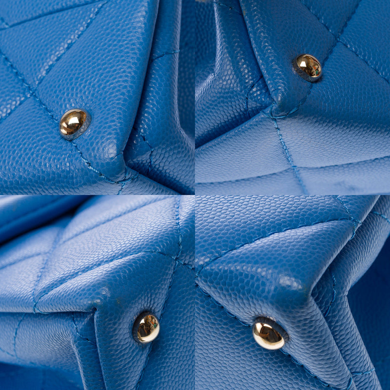 Sac Chanel Timeless Classique Top Handle En Cuir Bleu - 102848 Blue Handbag