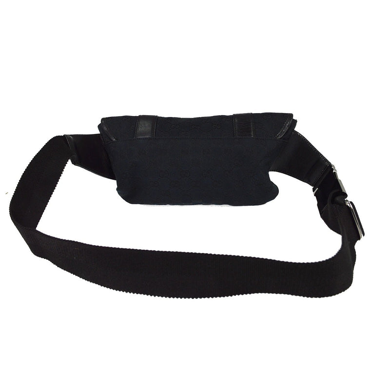 Gucci Waist Belt Bag (outlet) Gg Canvas And Leather Black