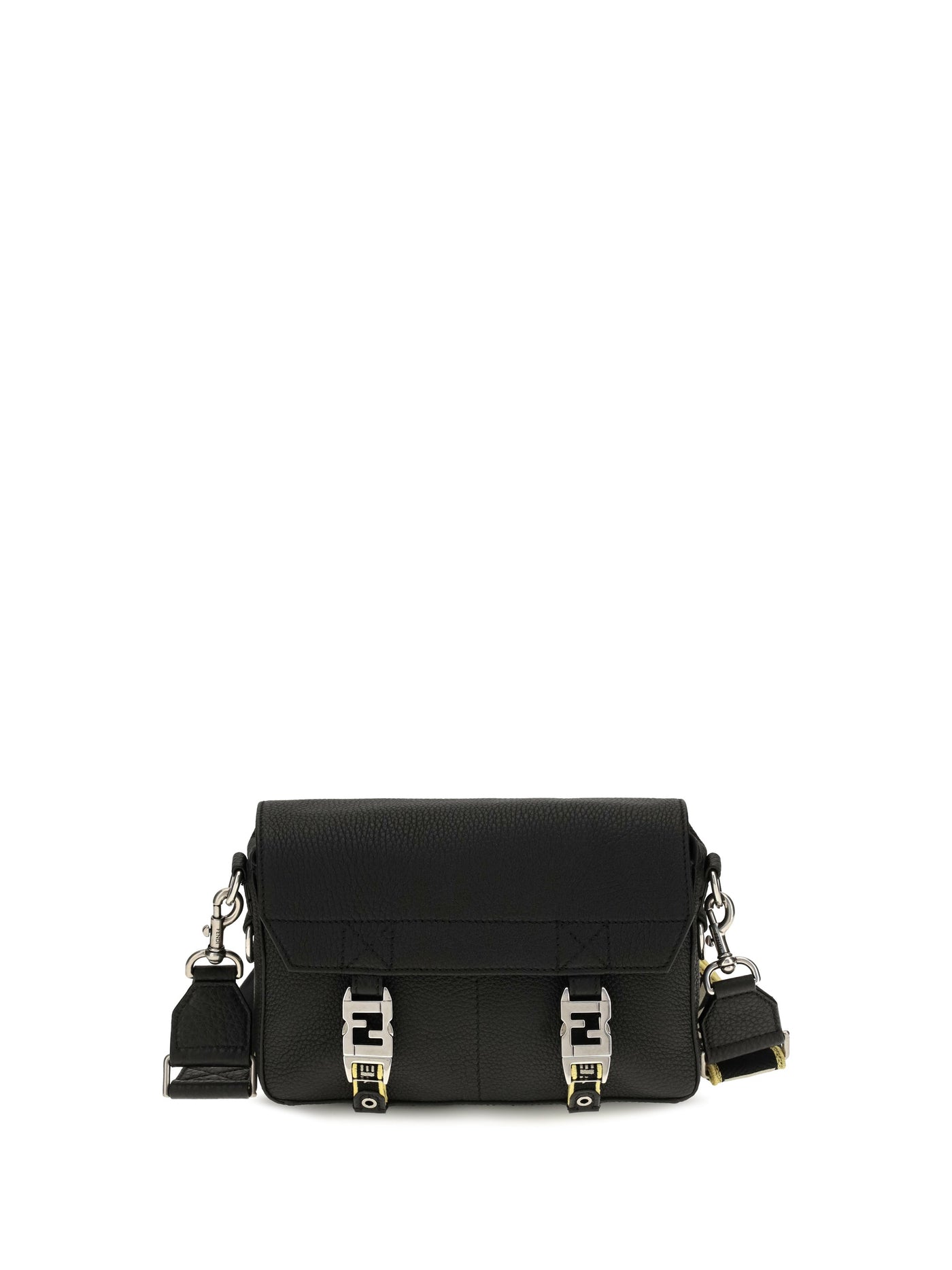 Fendi Flow Romano Crossbody Bag — Black Calf Leather