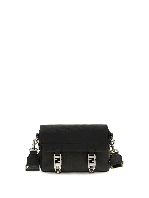 Fendi Flow Romano Crossbody Bag — Black Calf Leather