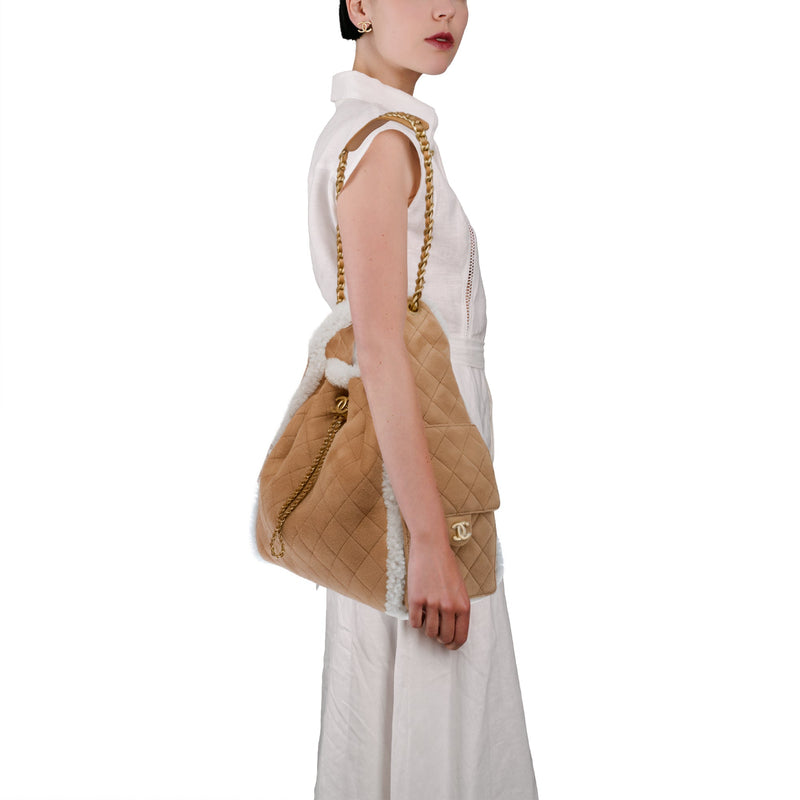 Sac Chanel En Suède Beige - 103532
