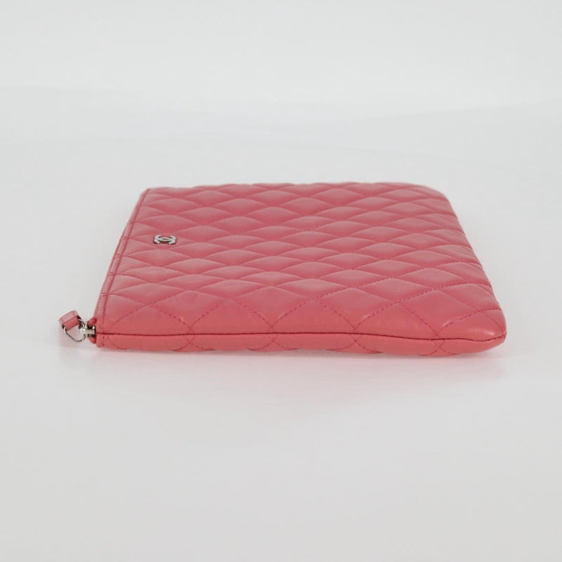 Chanel Cc Casino O Case Clutch Quilted Lambskin Pink Leather