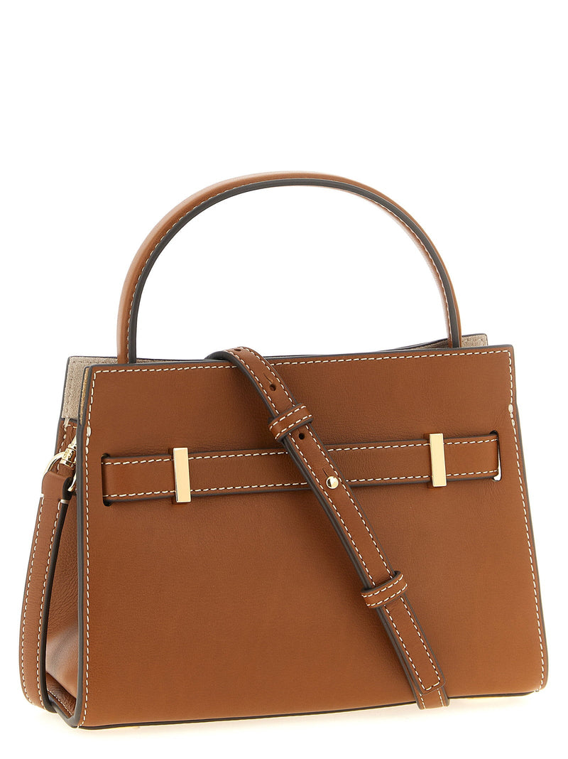 Tory Burch Structured Leather Top Handle Bag — Cognac Cowhide