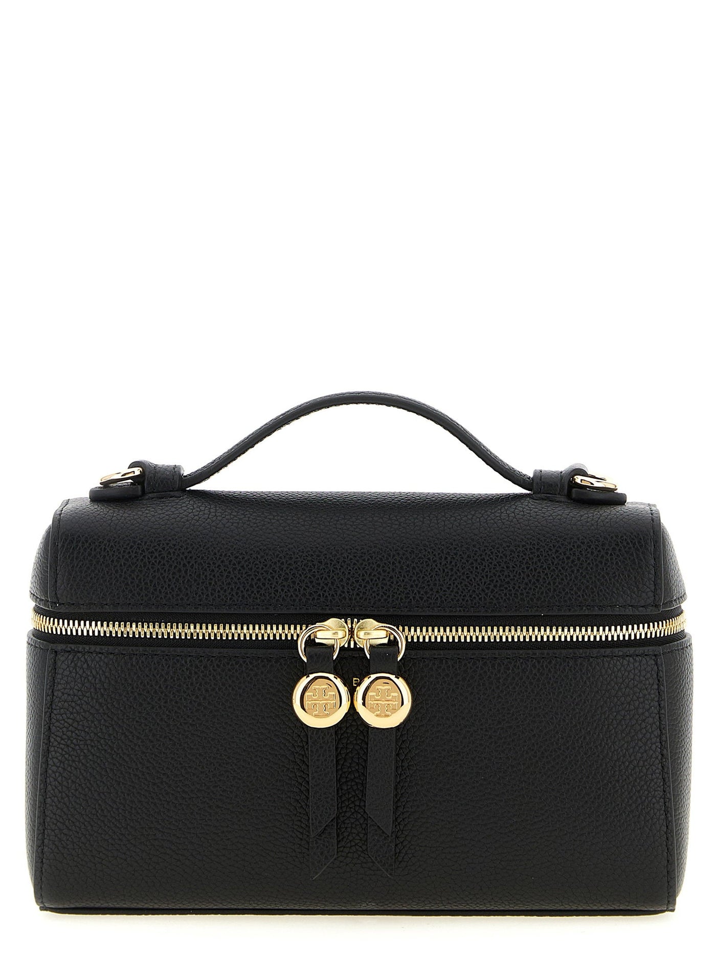 Tory Burch Romy Top Handle Bag — Black Hammered Leather