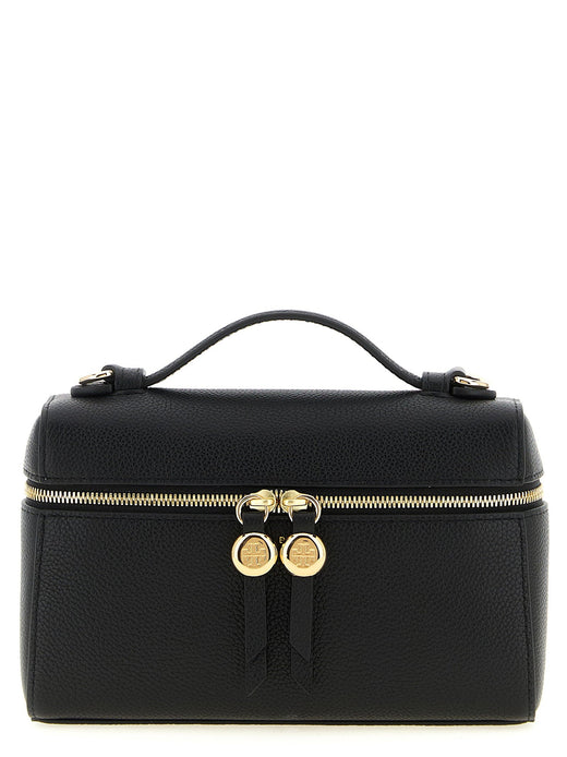 Tory Burch Romy Top Handle Bag — Black Hammered Leather