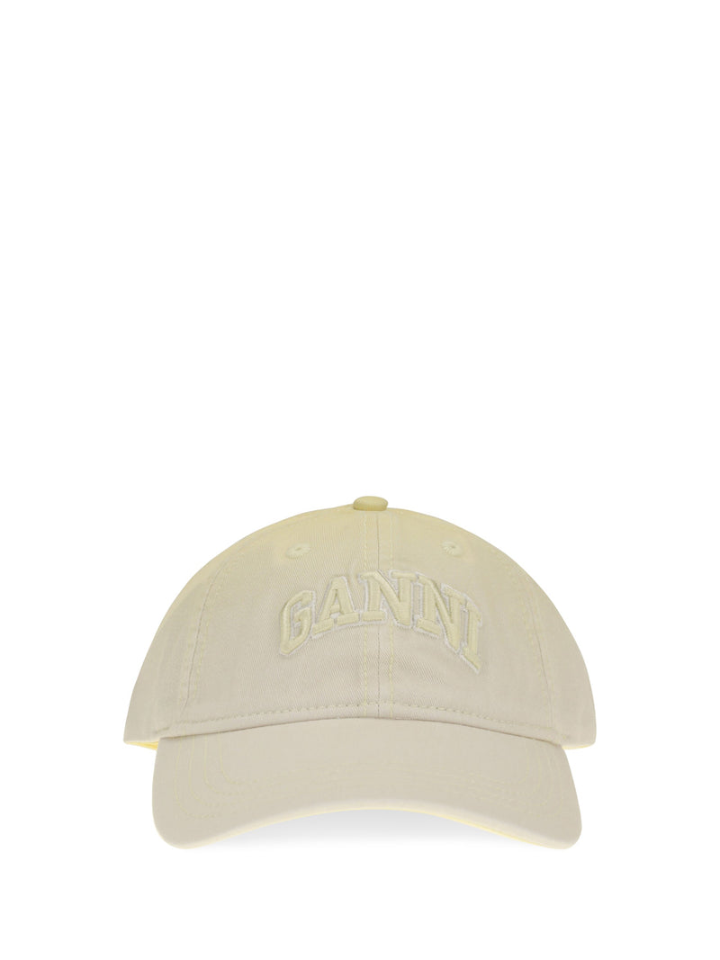 Ganni B3020237 Cotton Baseball Cap — Yellow Caps