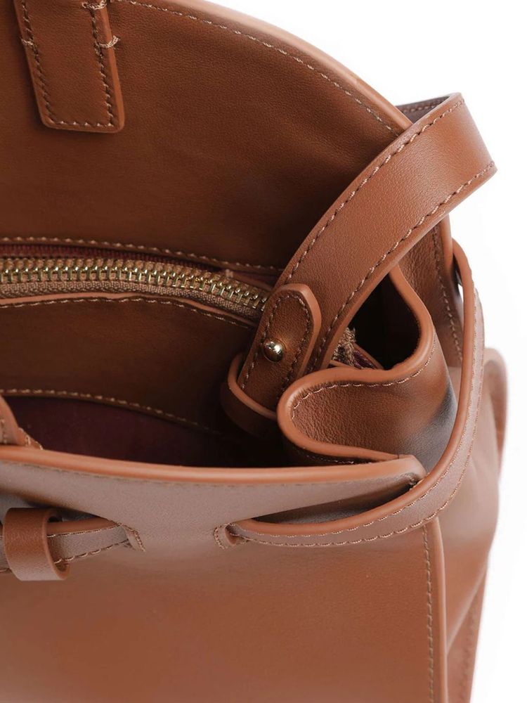 Coccinelle Top Handle Bag — Brown Smooth Leather