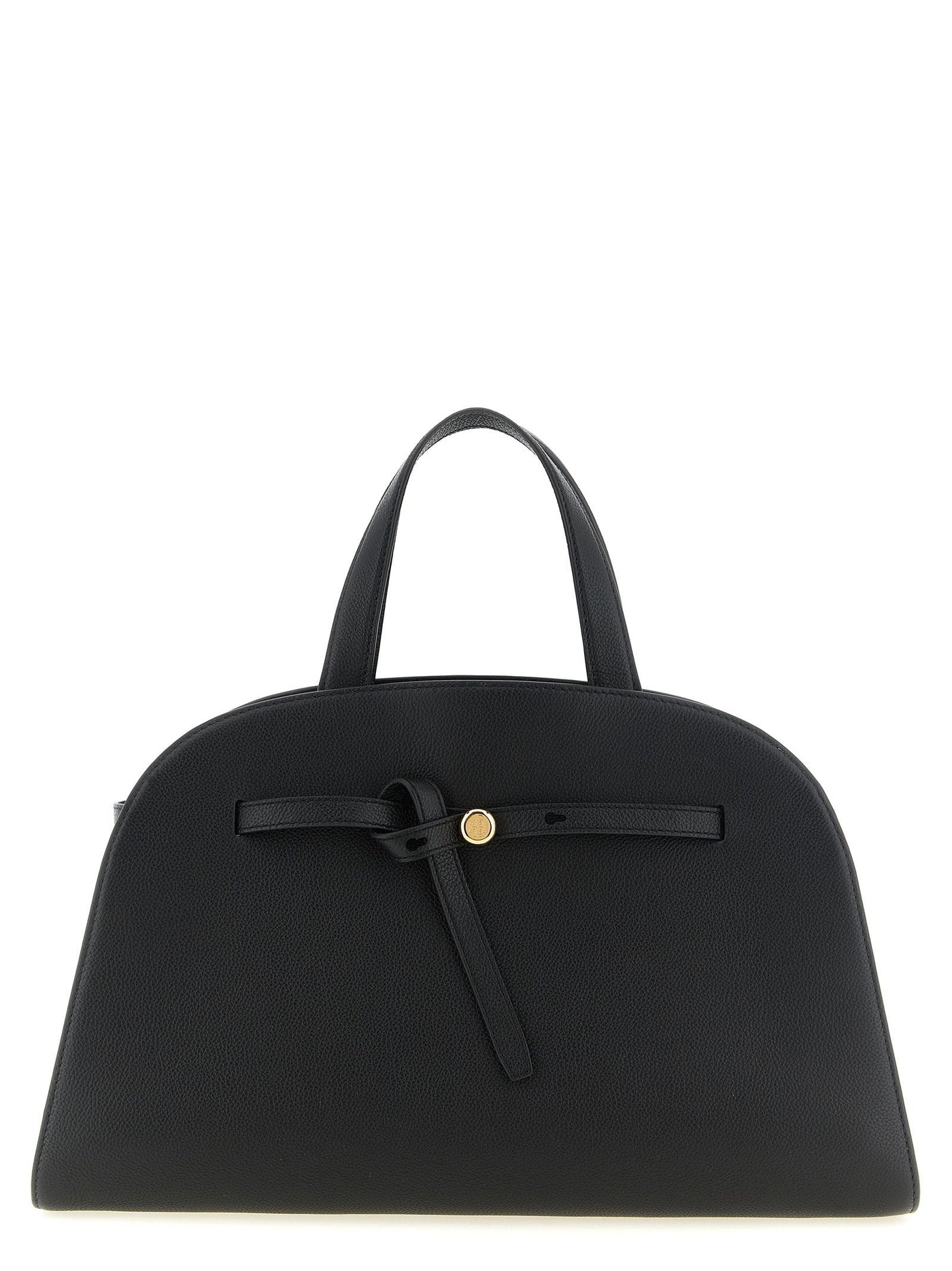 Tory Burch Hammered Leather Shoulder Bag — Black Cowhide