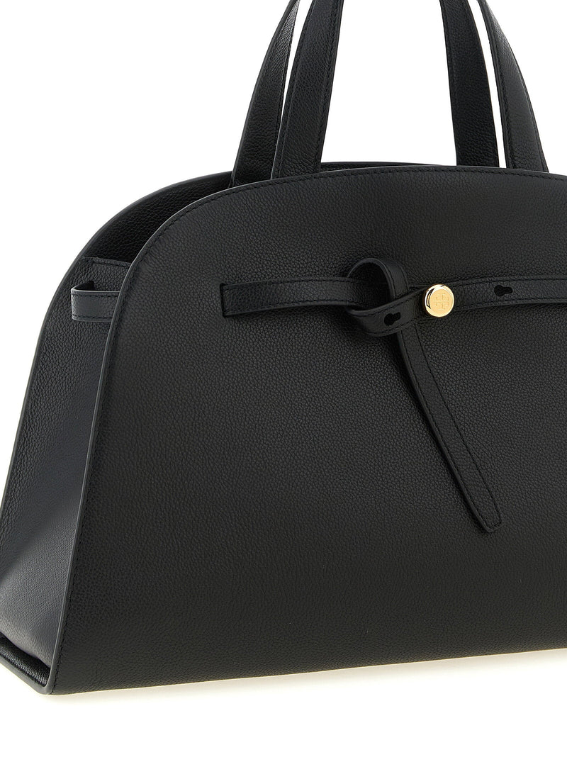 Tory Burch Hammered Leather Shoulder Bag — Black Cowhide