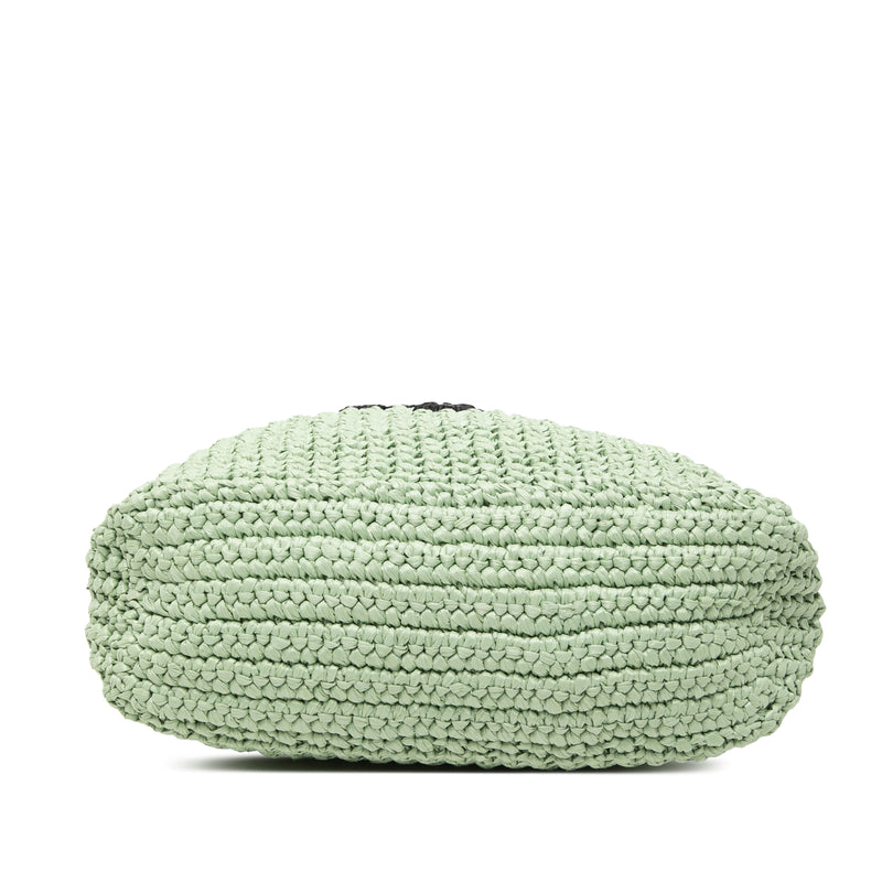 Small Raffia Effect Crochet Embroidered Logo Tote - Image 3