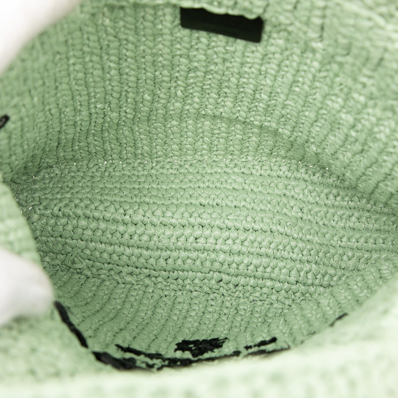 Small Raffia Effect Crochet Embroidered Logo Tote - Image 4