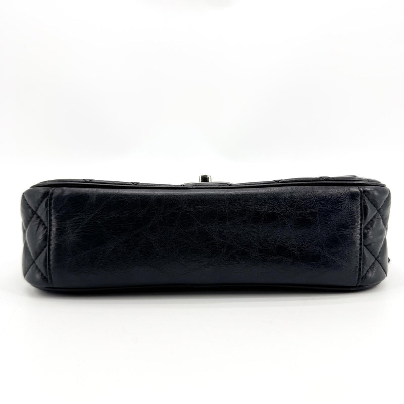 Chanel Flap Messenger Quilted Calfskin Black Leather