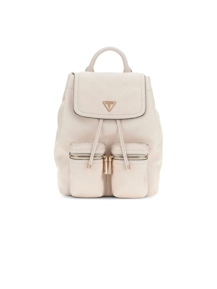 Guess Flap Backpack — Beige Polyurethane