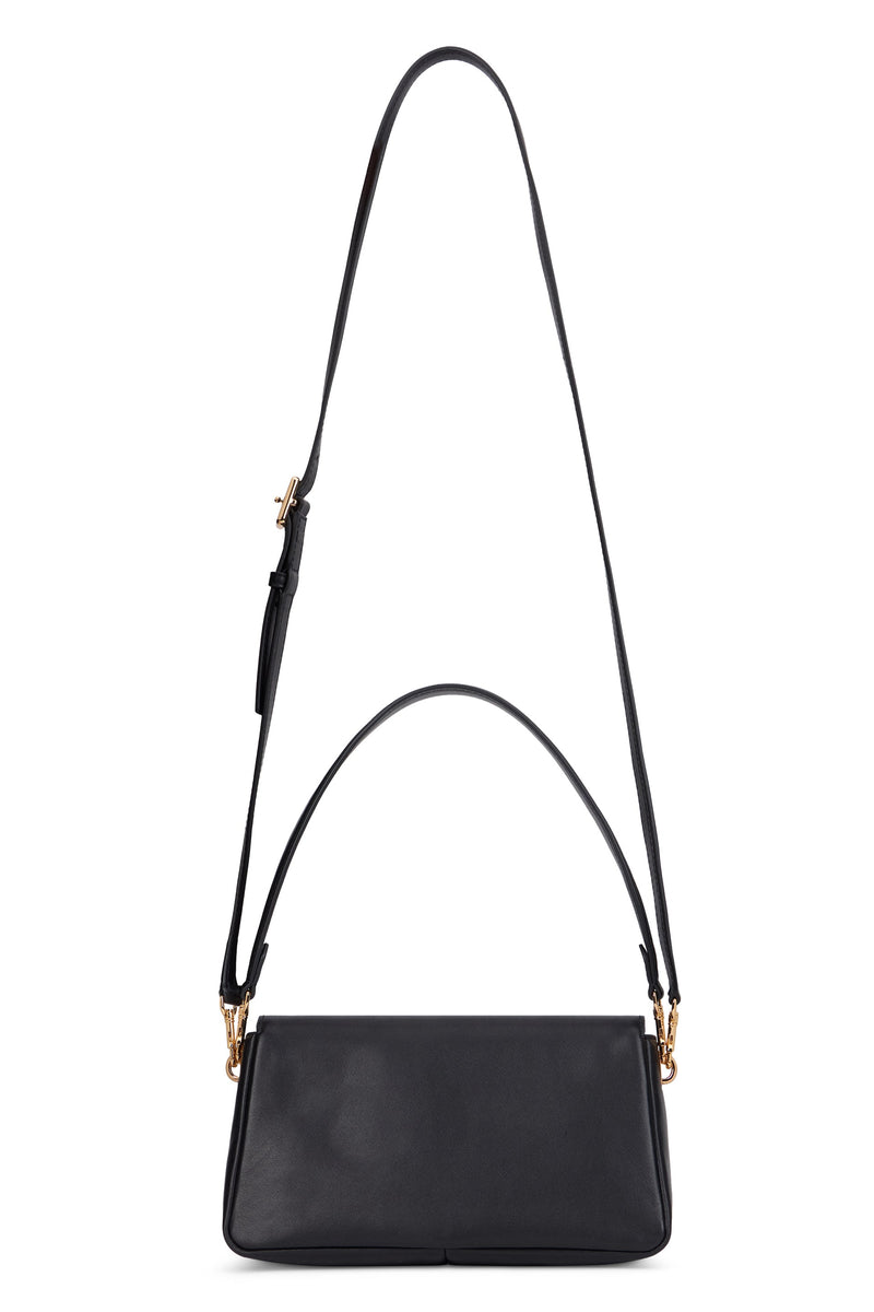 Tory Burch Charlie Shoulder Bag — Black Cow Hide