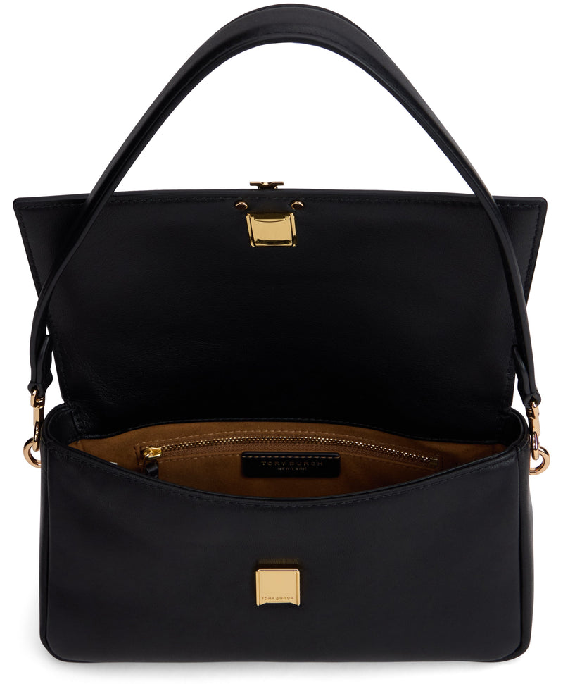 Tory Burch Charlie Shoulder Bag — Black Cow Hide
