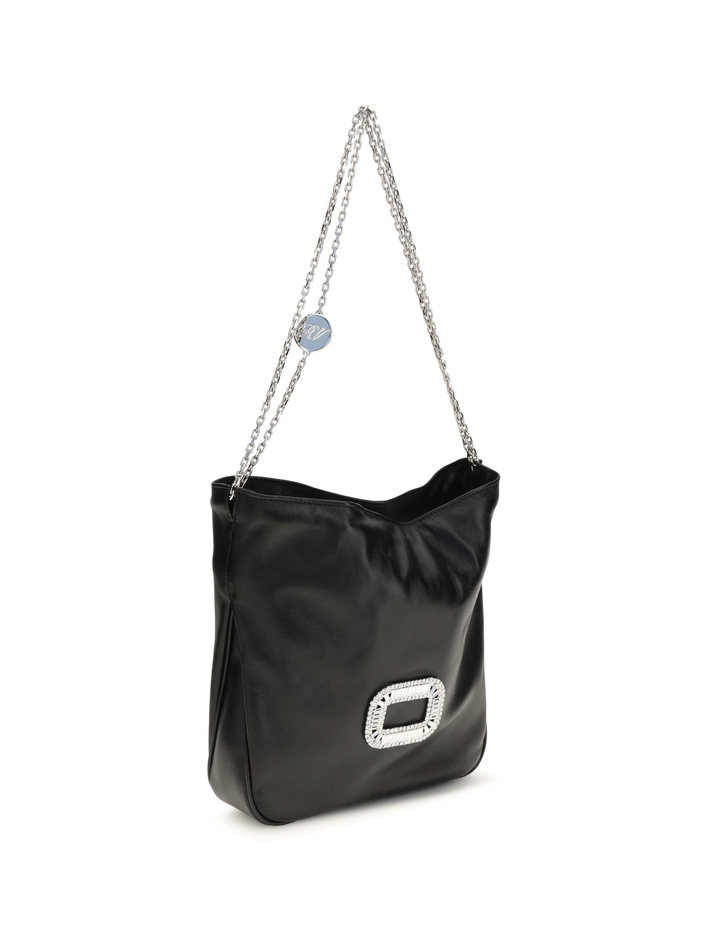 Roger Vivier Pilgrim Mini Shoulder Bag — Black Calf Leather