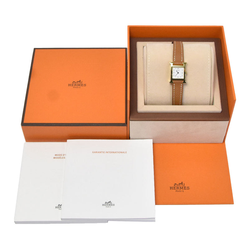 Hermes Heure H Quartz Plated Metal And Leather Watches
