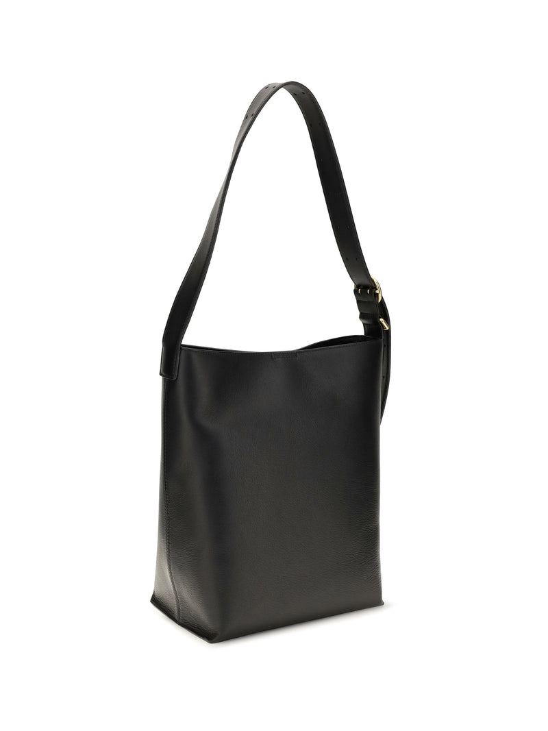 Jil Sander Cannolo Shoulder Bag — Black Calf Leather Bos Taurus