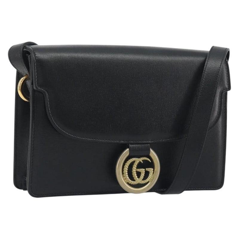 Gucci Gg Ring Leather Black Bag