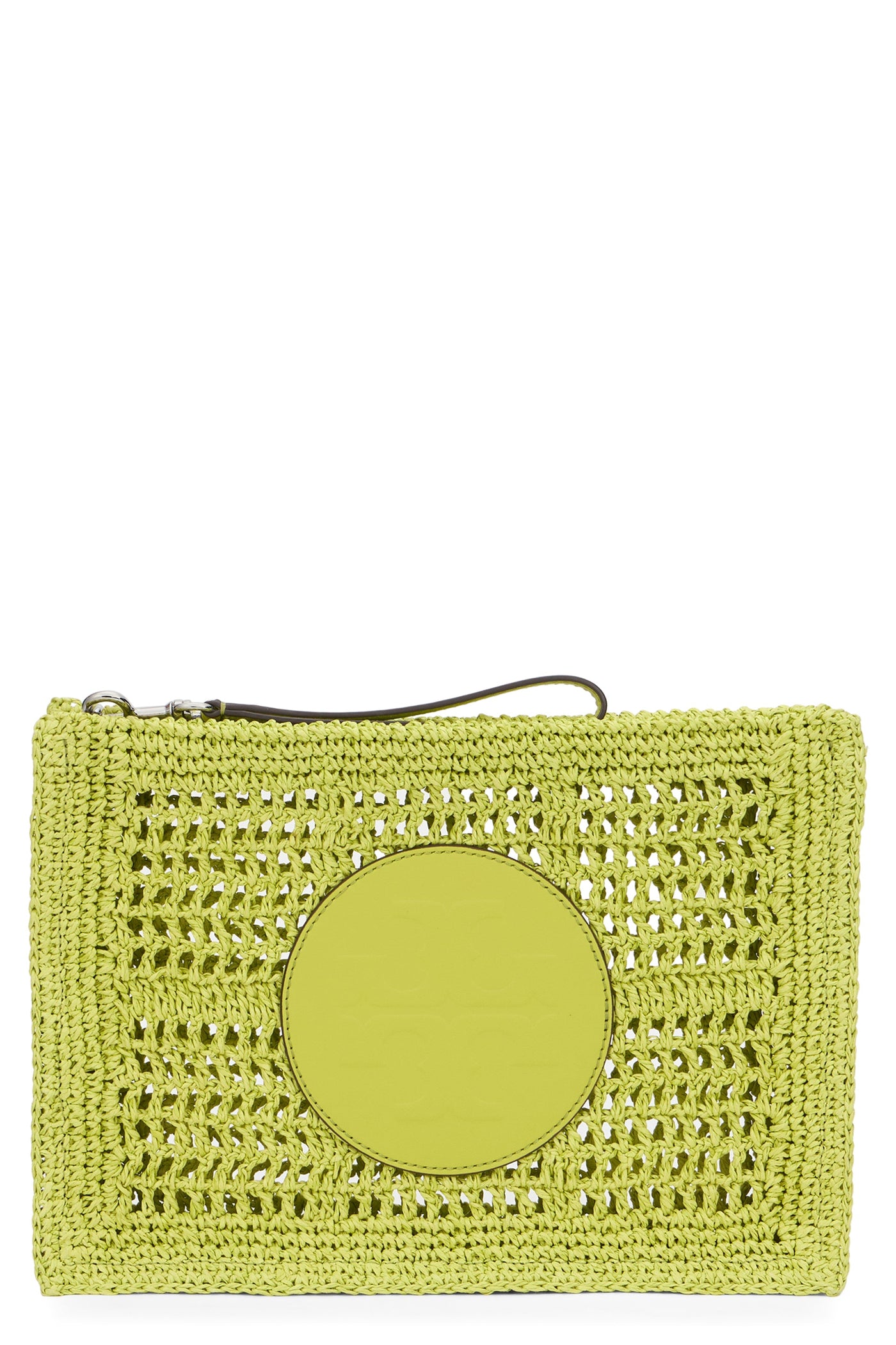 Tory Burch Crochet Raffia Clutch — Yellow