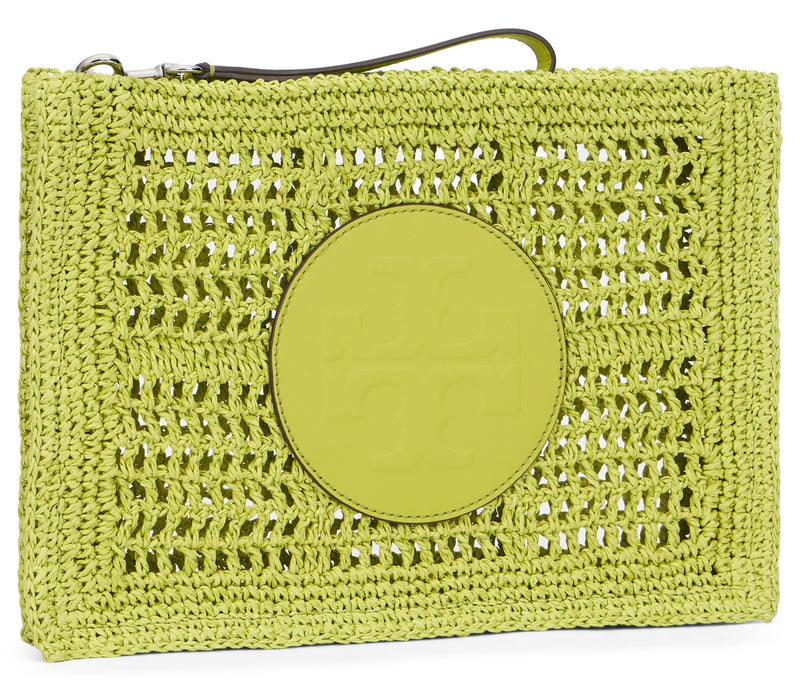 Tory Burch Crochet Raffia Clutch — Yellow