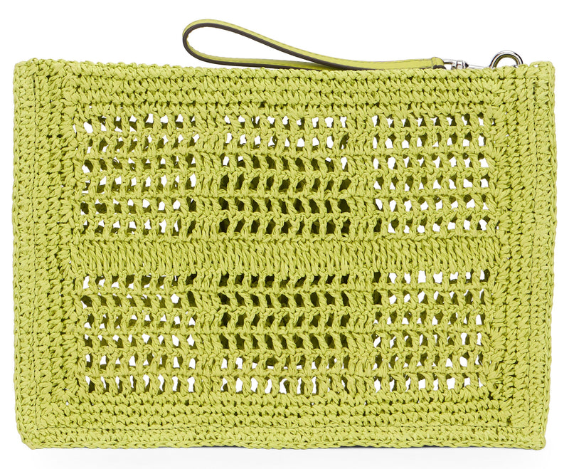 Tory Burch Crochet Raffia Clutch — Yellow