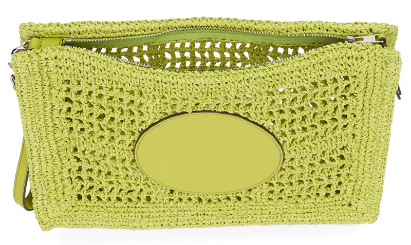Tory Burch Crochet Raffia Clutch — Yellow