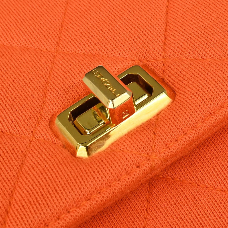 Chanel Shopping Quilted Knit Pluto Glitter Orange Cloth Bag