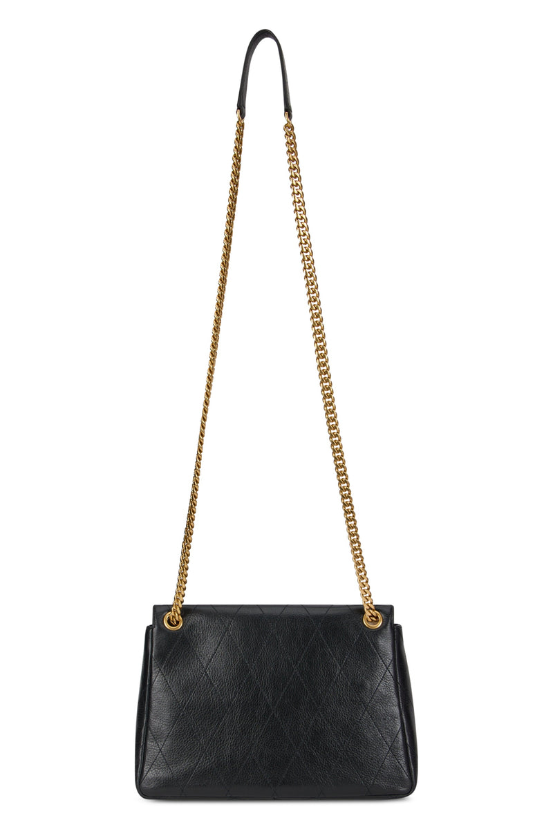 Tory Burch Leather With Chain Strap Shoulder Bag — Black