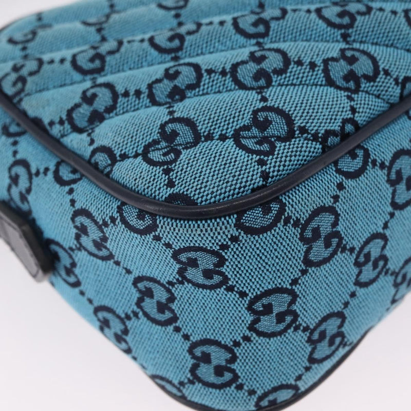 Gucci Gg Marmont Multicolor Diagonal Quilted Canvas Blue Bag