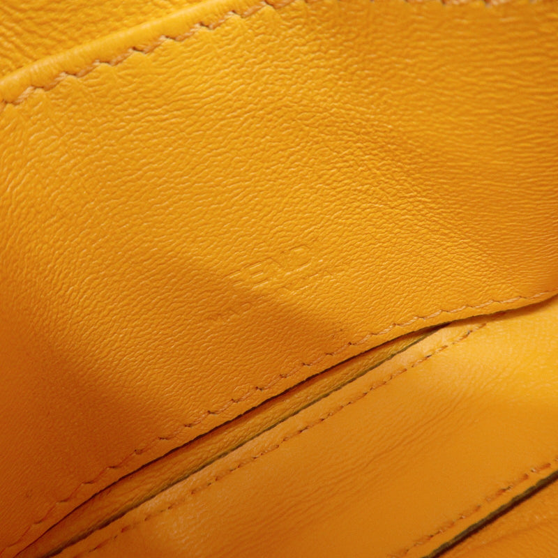 Fendi Chain Baguette Charm Zucca Embossed Leather Orange Bag