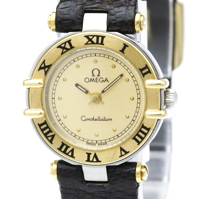 Omega Constellation Quartz Stainless Steel And Yellow Gold Leather Watches