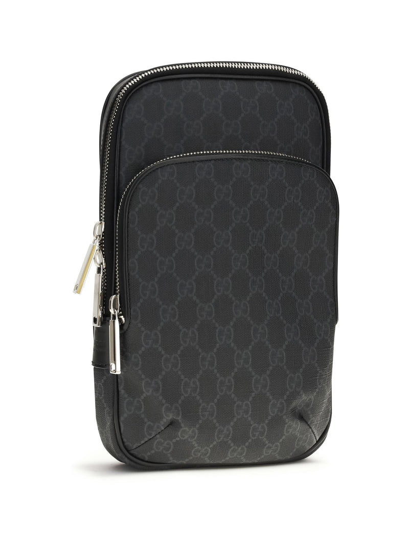 Gucci Gg Monogram Canvas Shoulder Bag — Black Thermoplastic Polyurethane