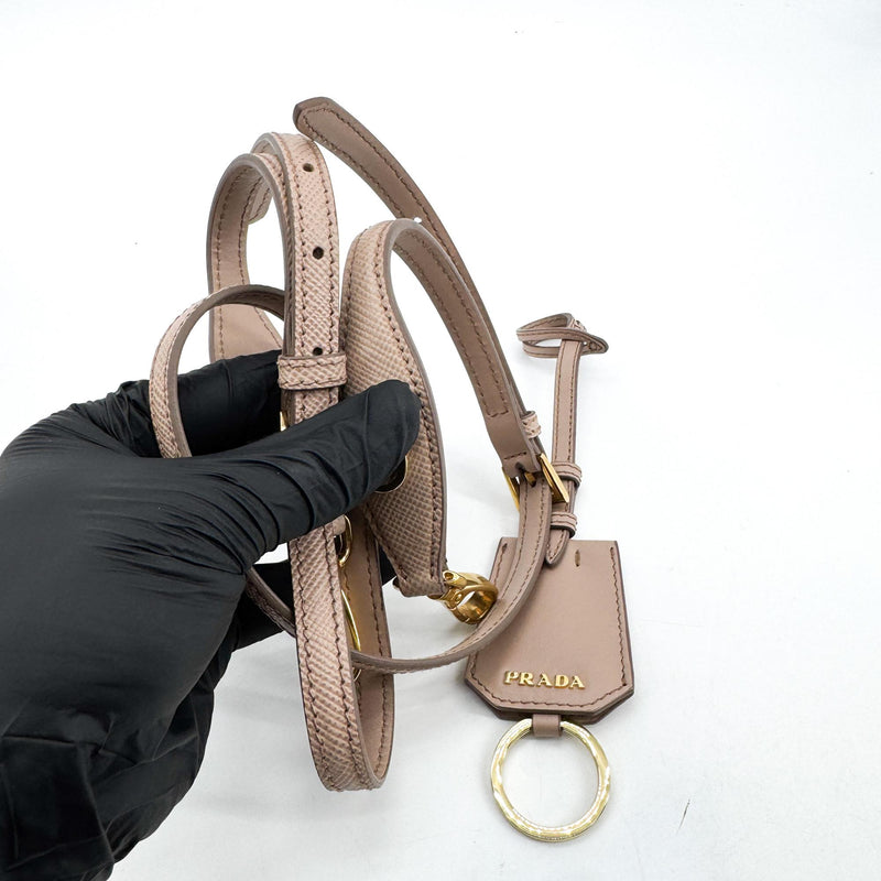 Prada Matinee Top Handle Saffiano Leather Beige Bag