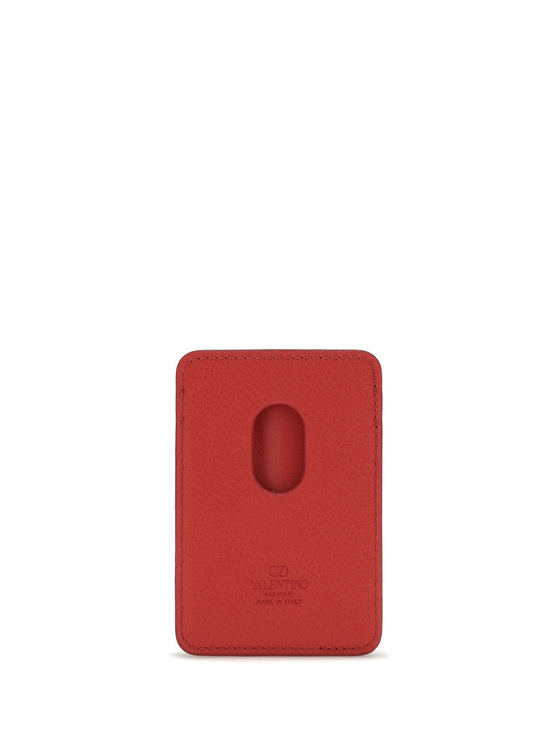 Valentino Garavani Card Case — Red Calf Leather Bos Taurus Wallet