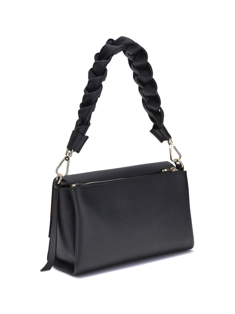Coccinelle Boheme Shoulder Bag — Black Calf Leather Bos Taurus