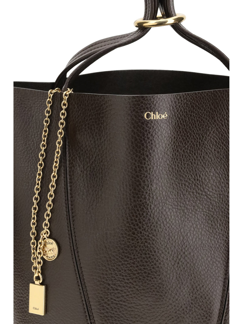 Chloé Spin Shoulder Bag — Brown Calf Leather Bos Taurus
