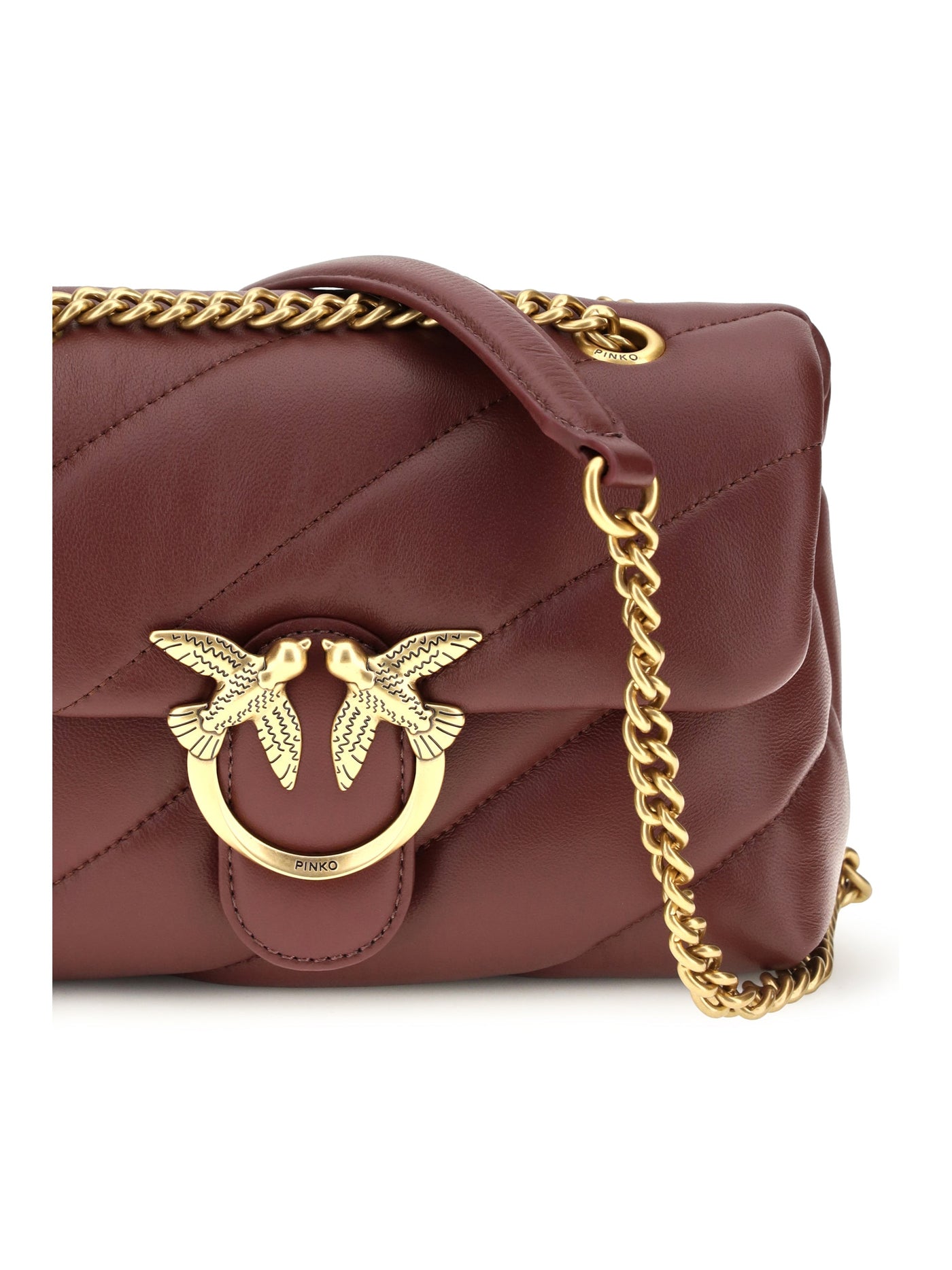 Pinko Shoulder Bag — Burgundy Calf Leather
